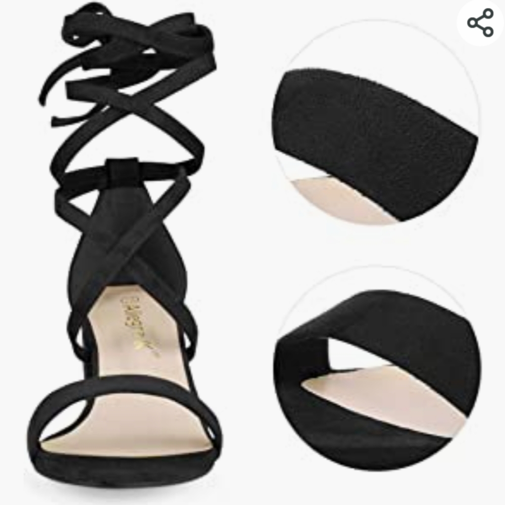 Lace up Sandals chunky mid heel Size 6